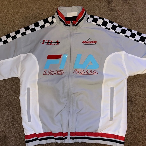 Men's Fila UO Linea Italia Biella Monogram Checkered Windbreaker Jacket Sz M - Picture 1 of 5
